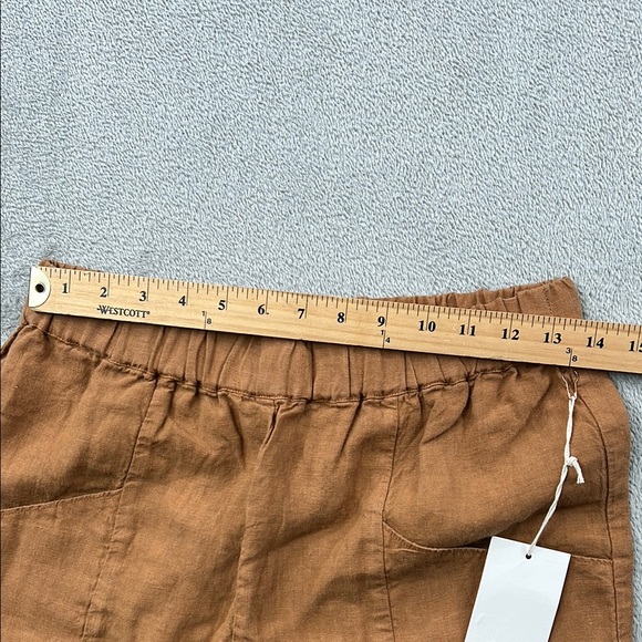 NEW MATE The Label S 100% Linen Sedona Brown Linen High Waisted Pant Pockets - Picture 7 of 13